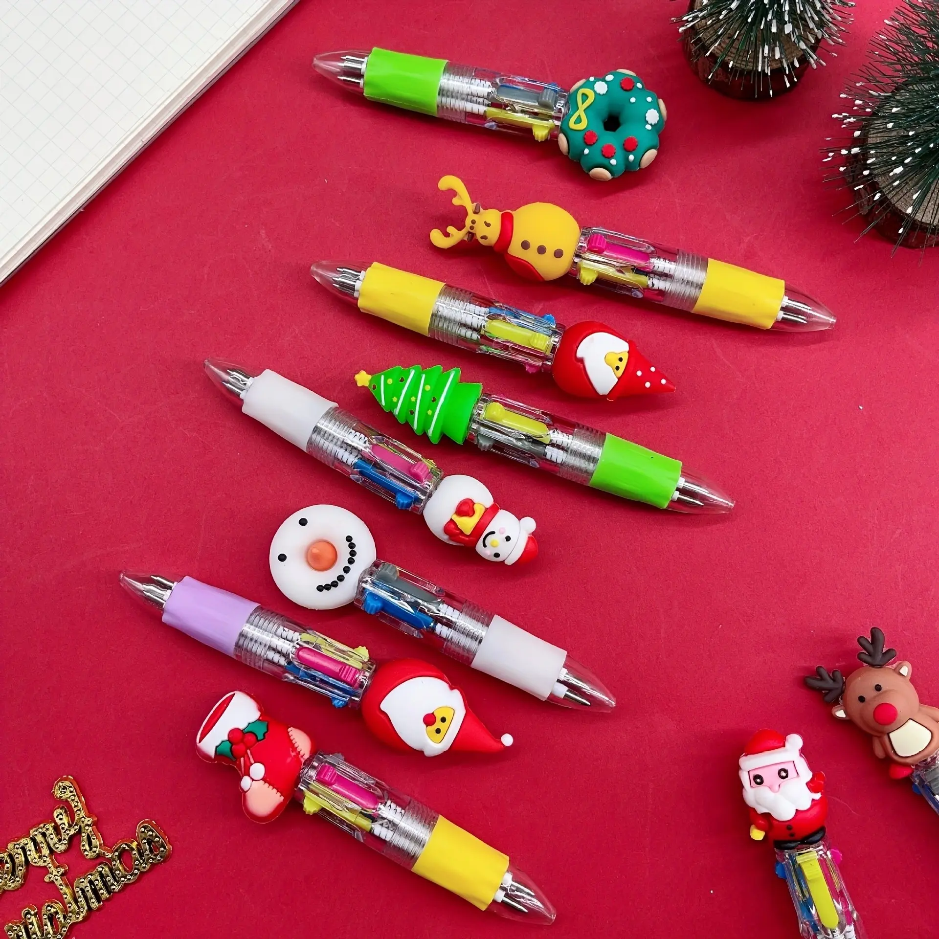 6/12pcs Mini Christmas Multicolor Pens, Cute Designs Including Santa, Reindeer, Snowman, Perfect for Office and Holiday Gifts, Halloween and Christmas Gift Fillers
