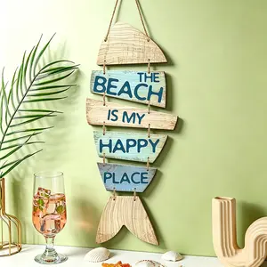 Vintage Fish Decor, Blue Fish, Mediterranean-Style Wooden Wall Decor, Summer Ocean & Beach Decor, Blue Room Decor, Hanging Room Decor, Pool Decor, Summer Holiday Essentials