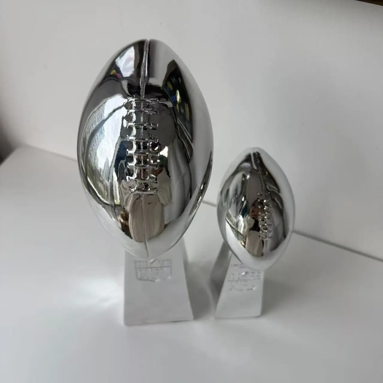 New Orleans Football Trophy Replica, 13.78in/9.45in Silver Color, American Sport Trophy Model, Fans Collection, Home Decor, Sports Trophy Statue