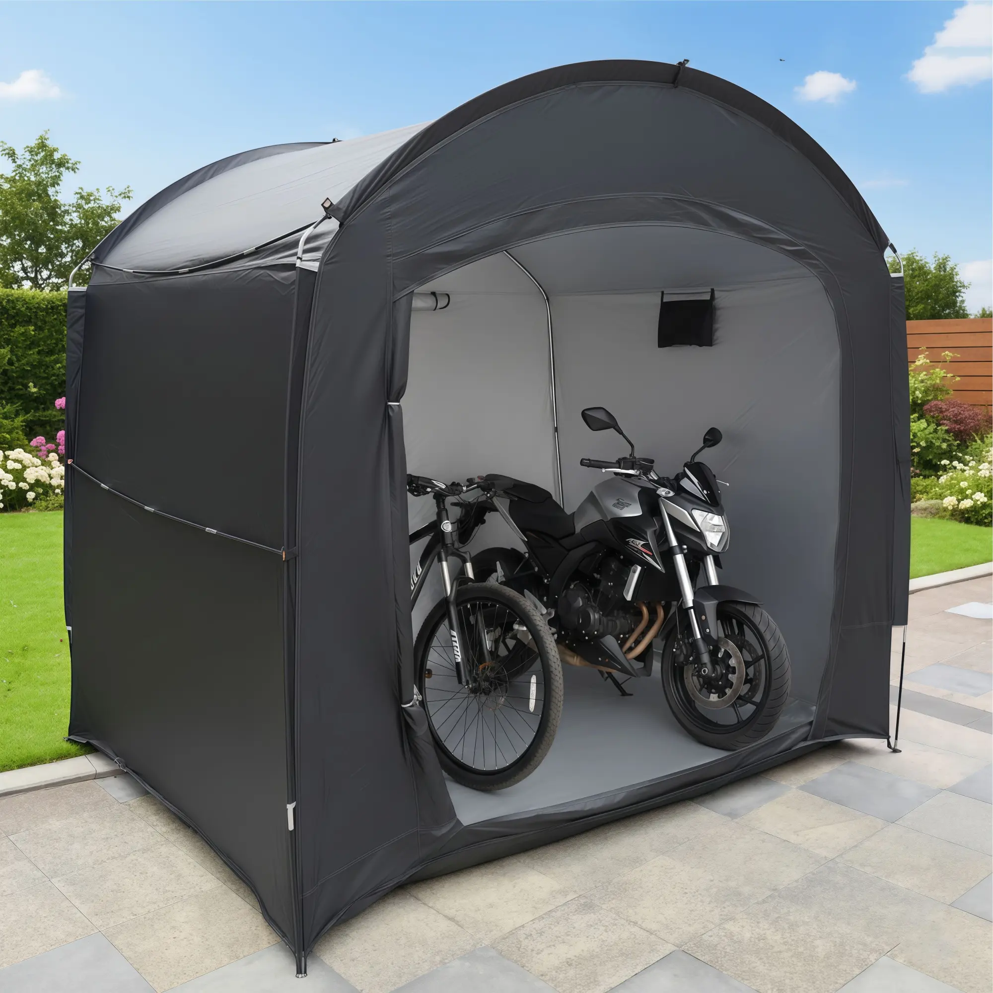 Bike Storage Shed Tent, Outdoor Portable Bicycle Storage Shed and Bike Cover Shelter Protection for Motorcycle, Garden Tools, Toys, Lawn Mower, E-Bike Cover, Easy Assembly