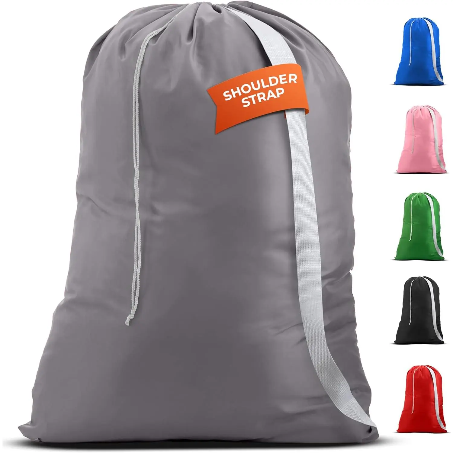 Bag with  Strap 30"x40", , Black |  30x40  Bag,  Strap, Drawstring Locking Closure, Heavy Duty for College Dorm Travel Camp, Black