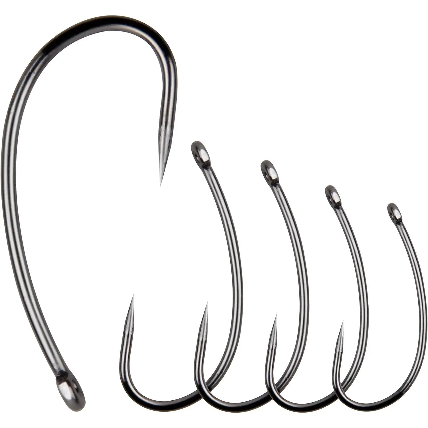 Barbless Fishing Hooks, 120 count Carp Fishing Hooks Small Sizes Barbless Trout Circle Hooks Curved Shank Fly Tying Hooks for Carp Hair  Fishing Tackle Saltwater Freshwater