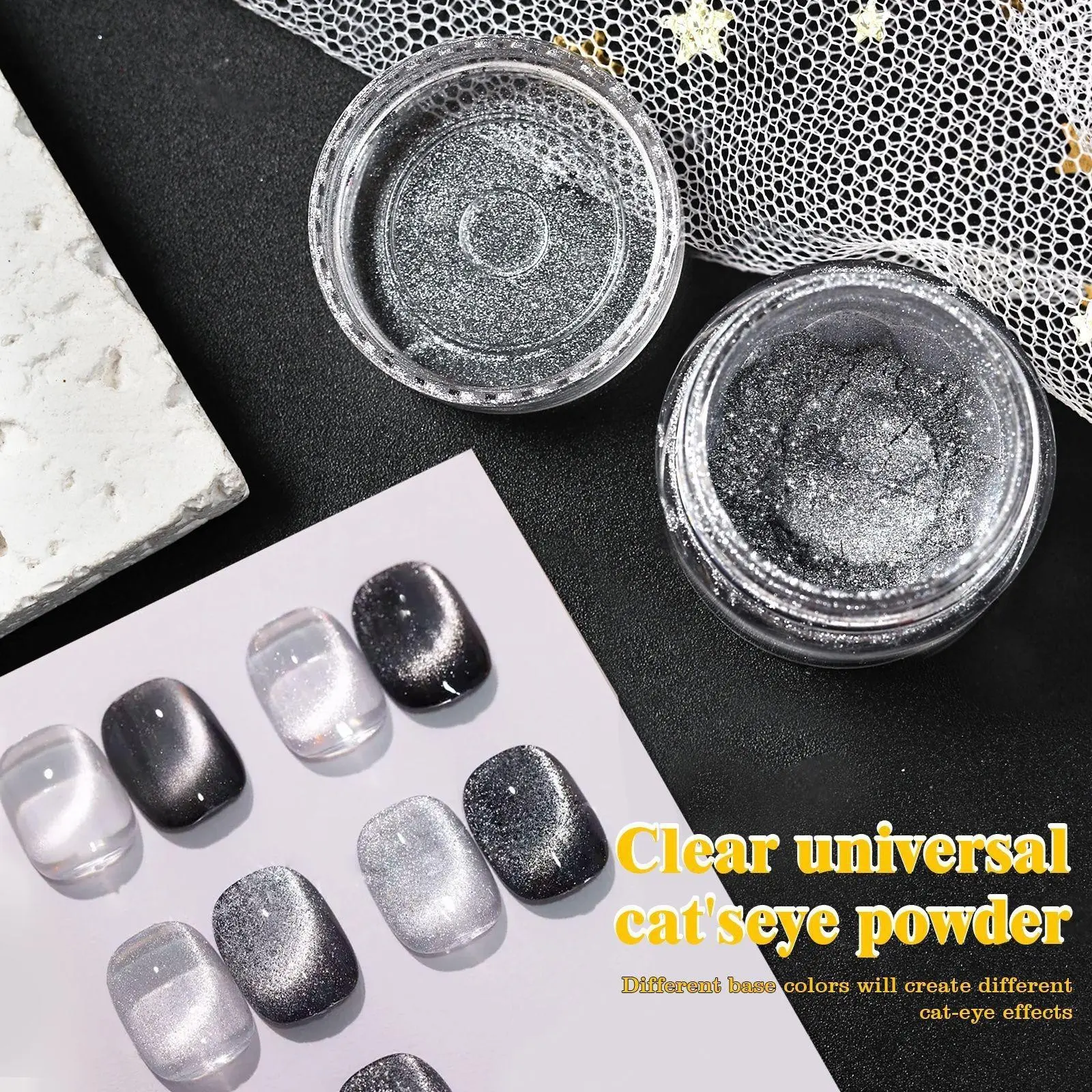 1PC Aurora Chrome Nail Glitter Powder - Magnetic Cat Eye Nail Powder  High-transparency Aurora Metallic Mirror Effect, Mermaid Colors, for DIY Gel, High-gloss Nail Art, Body and Face Makeup
