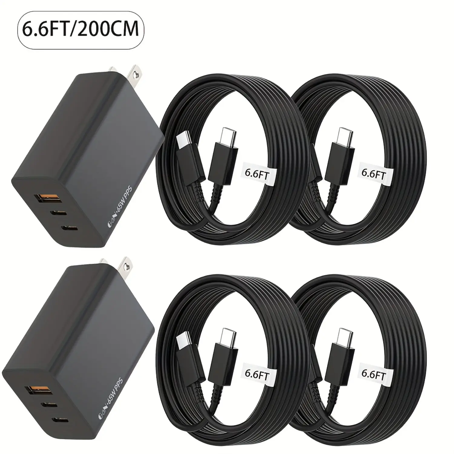 65W USB C Charger, 3 Ports GaN Fast Charging Block with 6, 6ft Type-C Cable  for Mini 2 SE, Avata 2, Mavic 3 Drones, MacBook Pro/Air/Laptop/Steam Deck,