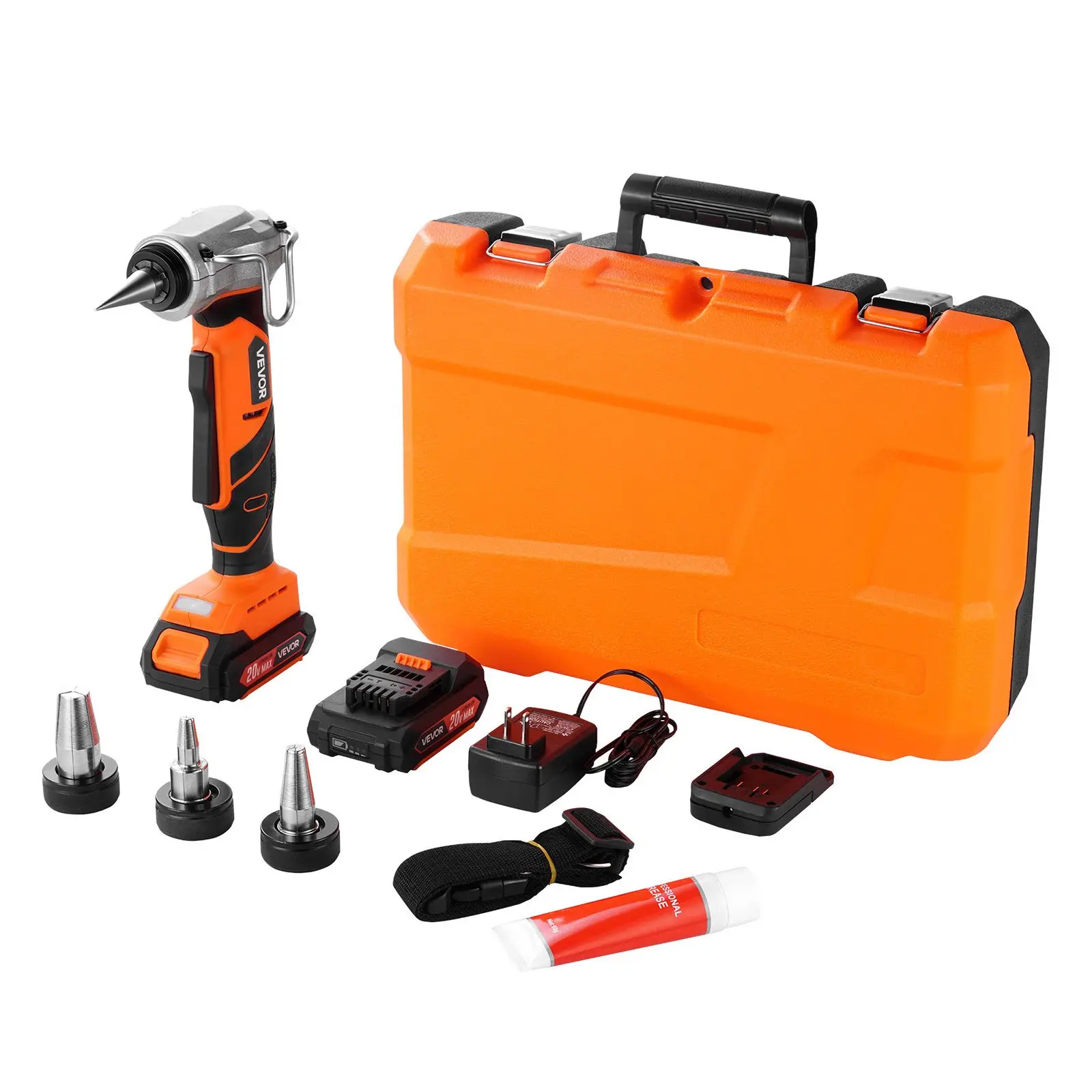 VEVOR Cordless Tube Expander, 20V Max Electric Tubing Expansion Tool for 1/2", 3/4", 1" PEX-A Pipes, 22000RPM Pipe Expander with 3 Expanding Head, 2pcs 2AH Battery, Fast Charger Carrying Case