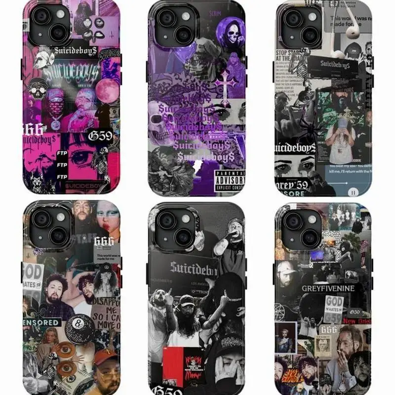 Grey Day 59 Suicideboys Phone Case, Rap Music Streetwear Aesthetic Tough Protective Cover, Shockproof Fan Gift, Designed for iPhone 11-17 Pro Max/Plus & Samsung Galaxy S23-S25