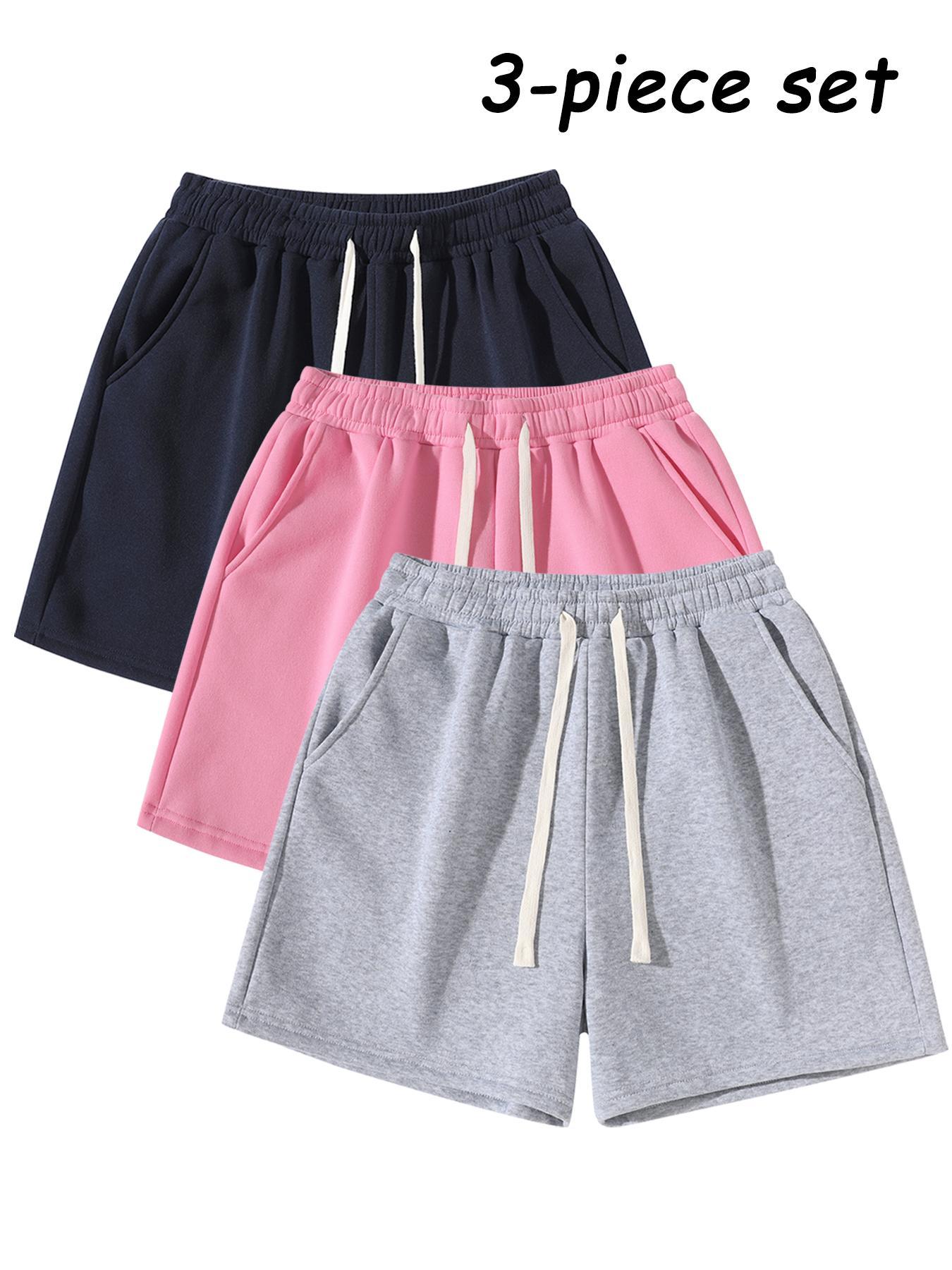 Men's Plain Drawstring Waist Shorts, Basic Sporty Running Shorts for Daily Wear and Exercise, Fitted Style Summer Sports Shorts in Medium-Weight Fabric, Casual Athletic Shorts