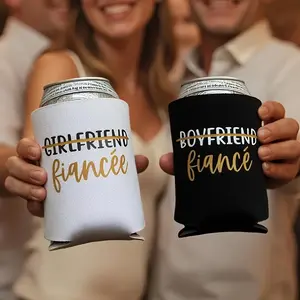 Girlfriend to Fiancée and Boyfriend to Fiancé Beer Can Cooler set newly engaged couple Perfect for engagement party proposal celebrations Future Mr Mrs Bride Groom to be Wife Husband Present