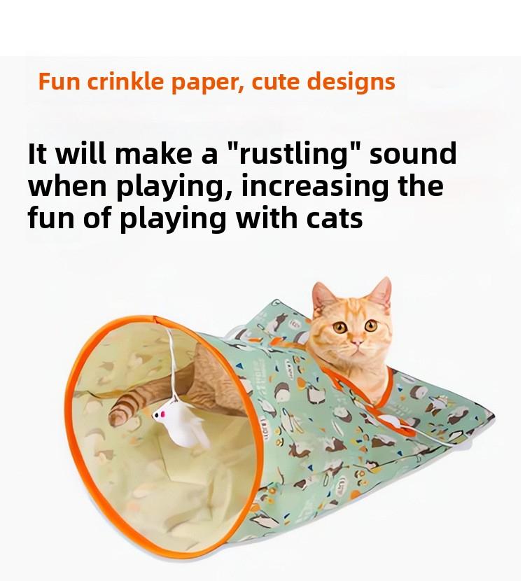 Cat Crinkle Tunnel & Burrow Bag - 3-Way Interactive Play Tube with Sound Paper - Foldable Hideaway Toy for Indoor Cats - Durable Chasing & Exercise Toy for Kittens silicone feeder shaped harness retractable leashes jumping