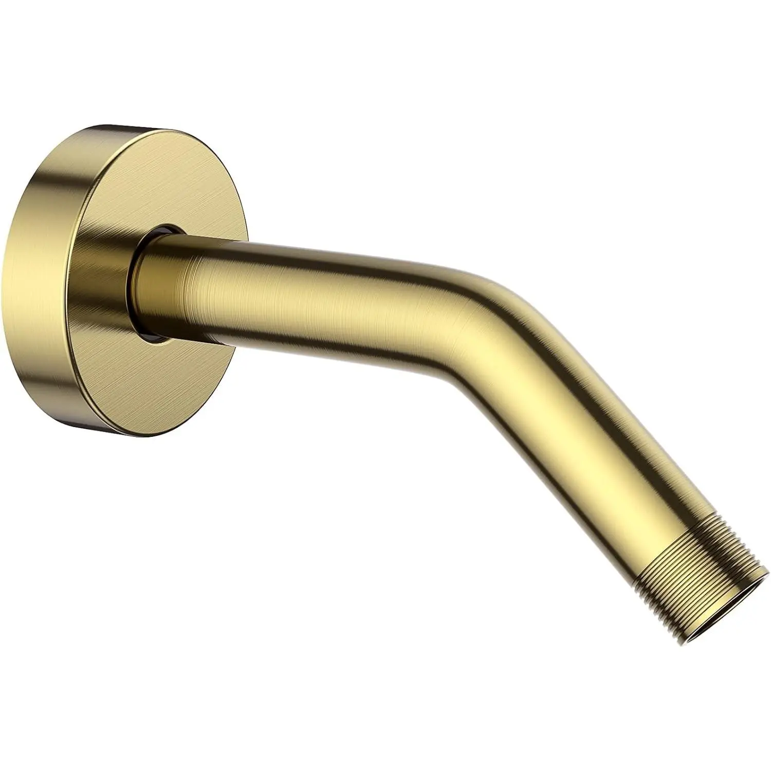 YASFEL 6" Brushed Gold Shower Extension Arm, SUS 304 Stainless Steel NPT Shower Arm Pipe with Flange & Teflon Tape, Compatible with Fixed & Handheld Shower Heads