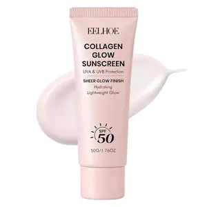No Cast Just Glow Collagen Sunscreen SPF 50, Broad Spectrum Facial Sunscreen Moisturizer, Lightweight Non-Sticky, Hydrating Formula, Peptide Cica, Moisturizing