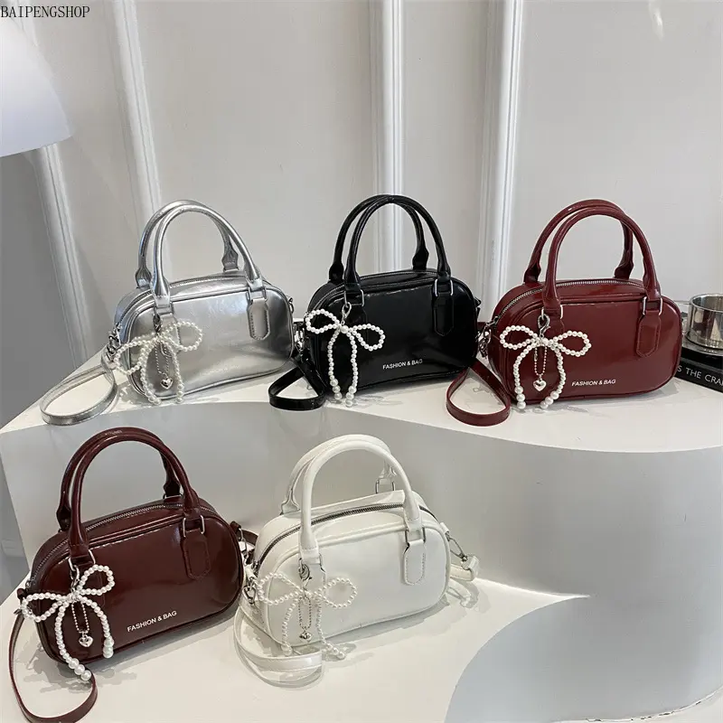 Women Square Bowling Bag, Trendy Soft Boston Pillow Handbag, Stylish Versatile Crossbody Shoulder Purse Casual Dating Shopping Daily Travel Use
