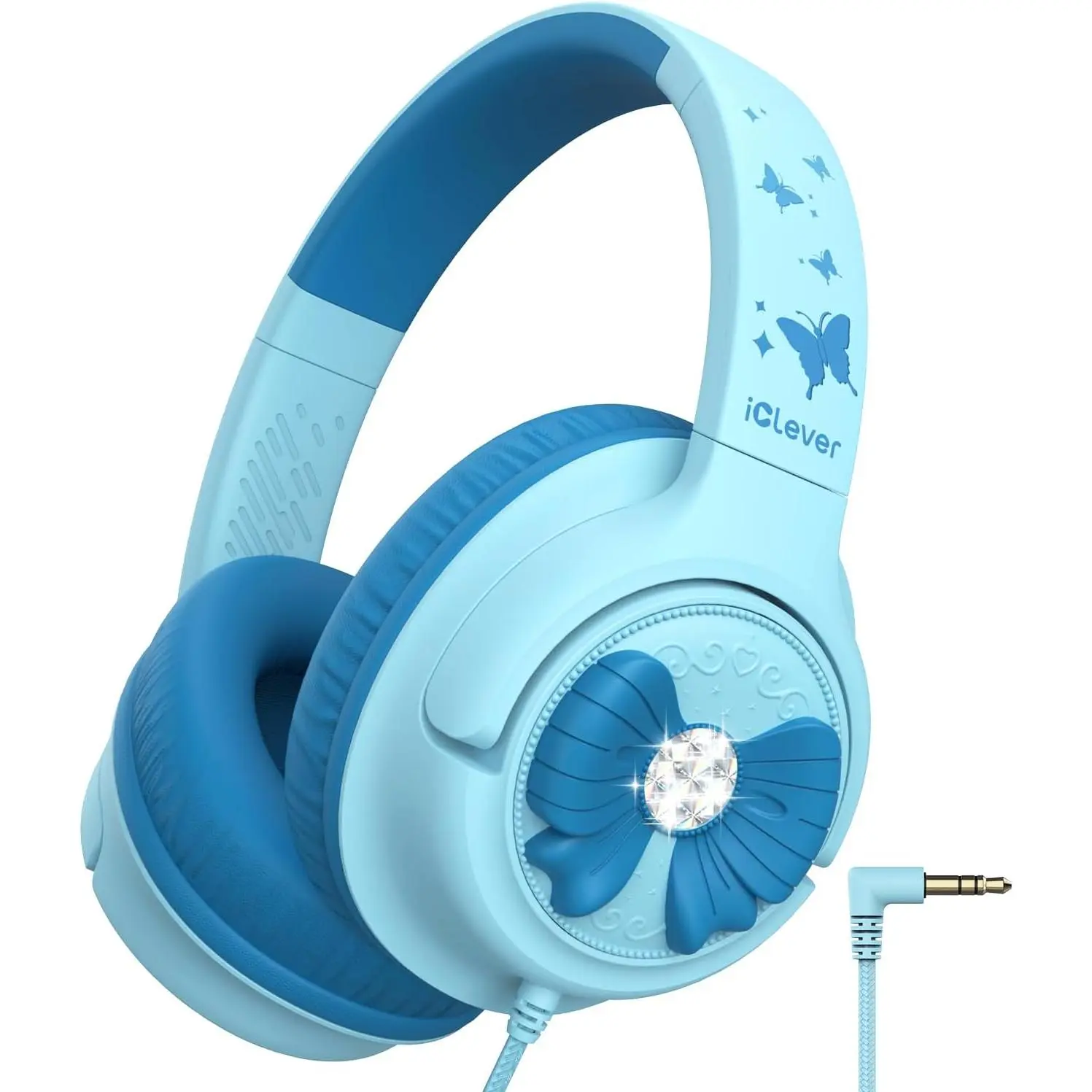 C371 Kids Headphones with Cord, 85dBA Safe Sound, Over-Ear Foldable Headphones for Kids 3.5mm Jack, Boys Girls Toddlers Headphones for School Travel Chromebook Tablet iPad, Powder Blue