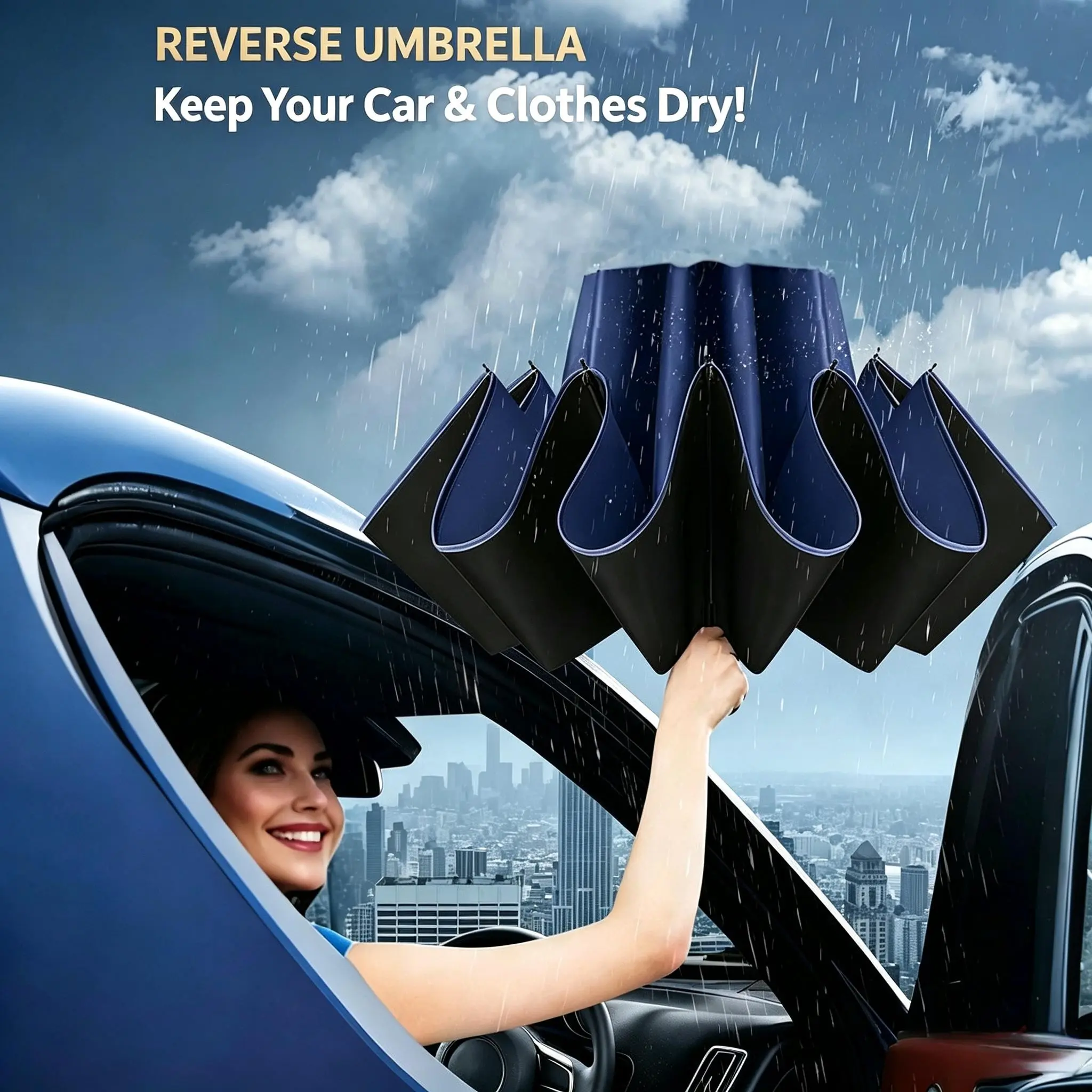130cm Large Shade Windproof Parasol, 10 Reinforced Bones Folding Umbrella, Outdoor Sunshade Umbrella, Sun & Rain Use, Durable Outdoor Protection, 1pc
