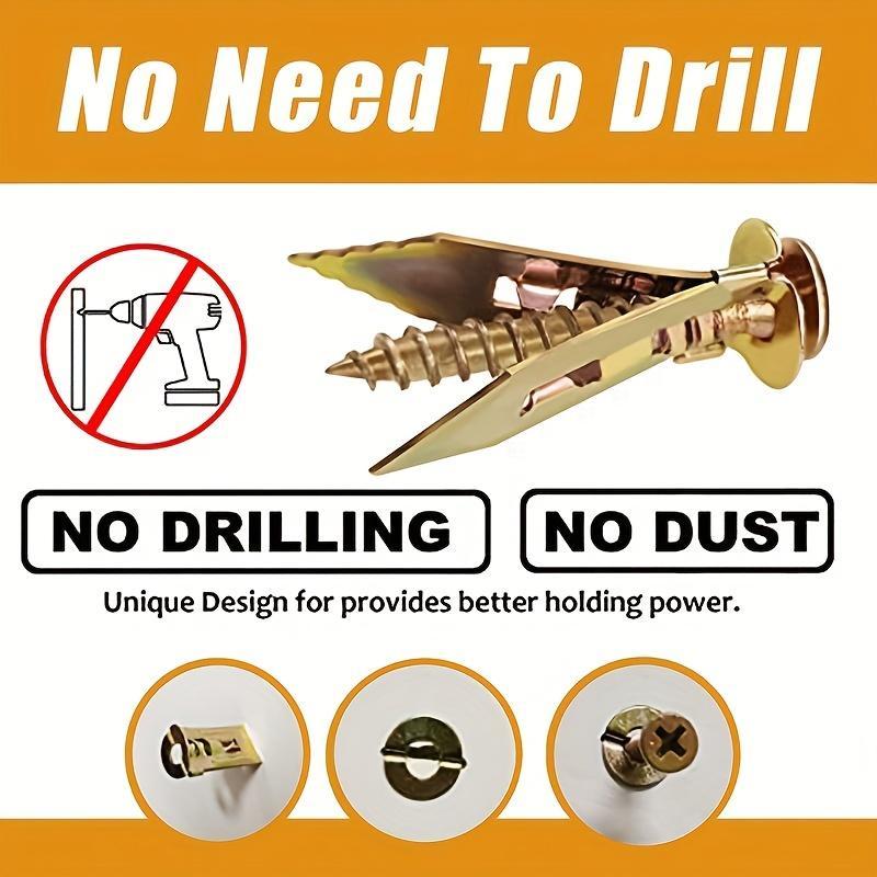 Drywall Anchors with Screws Kit Zinc Plated Steel - Self-Drilling No Drill Required for TV/Shelf Cabinet Manual DIY Handmade Essentials