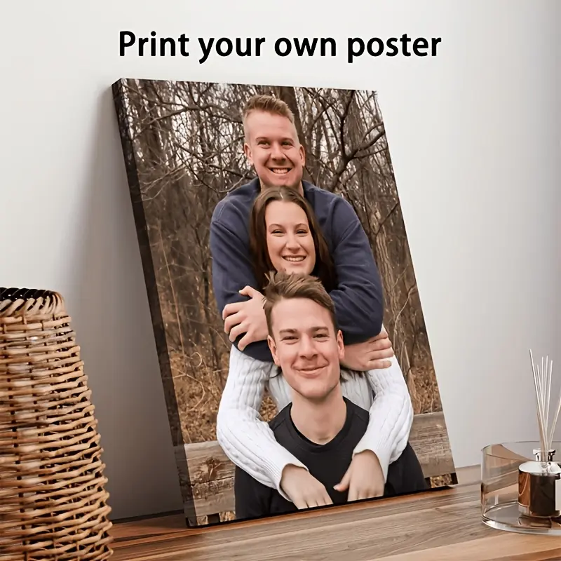 Personalized Family Photo Canvas Artwork - Frameless, Multi-Size Custom Portrait Wall Decor, Premium Home Supplies, Family Moments Gifts for Parents | Send Photo Via Chat Pre-Order for Preview & Check, Vibrant