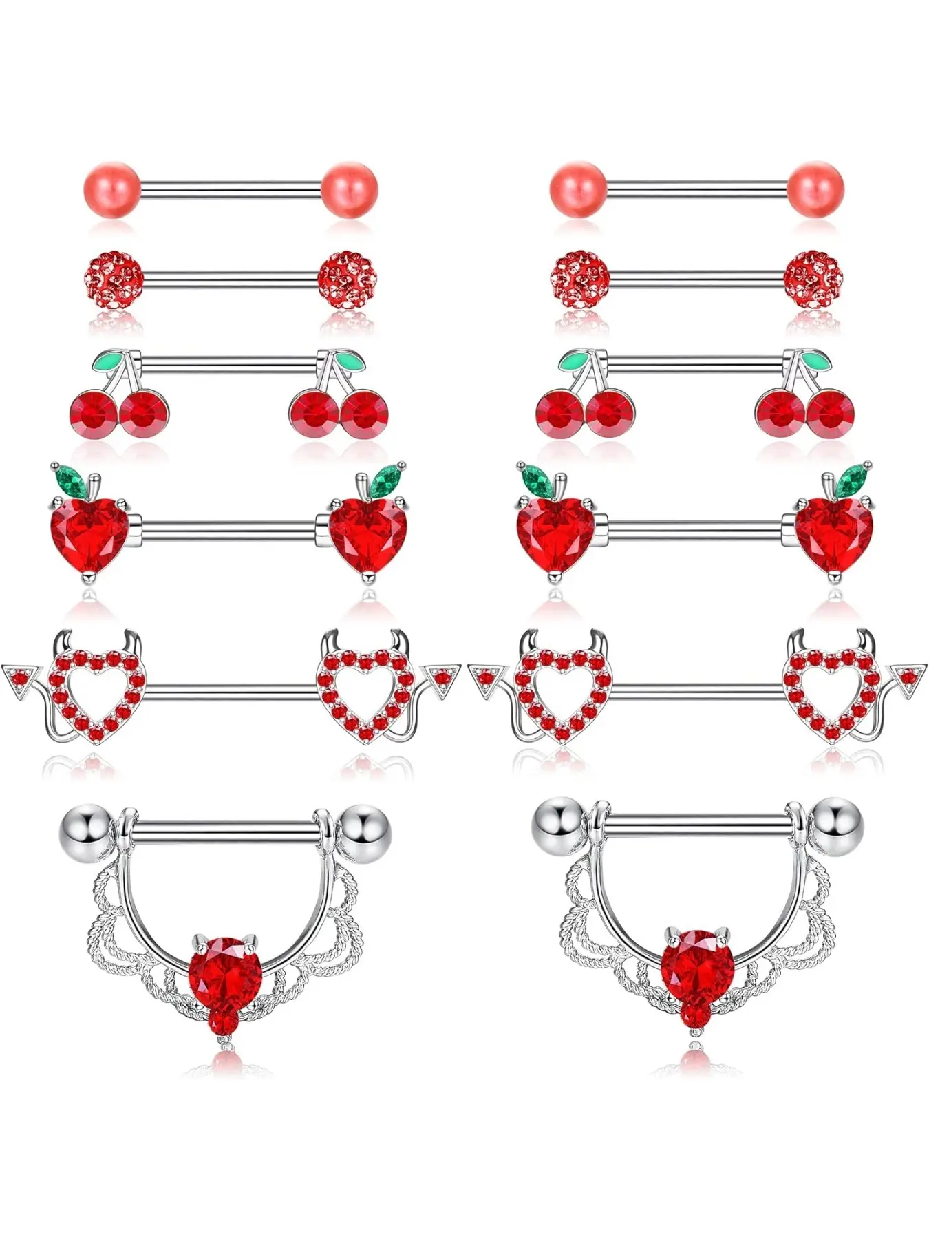 14 Gauge Nipple Rings Stainless Steel Cute Nipple Piercing Jewelry Nipple Barbells Heart Butterfly Moon CZ Flower Nipple Jewelry