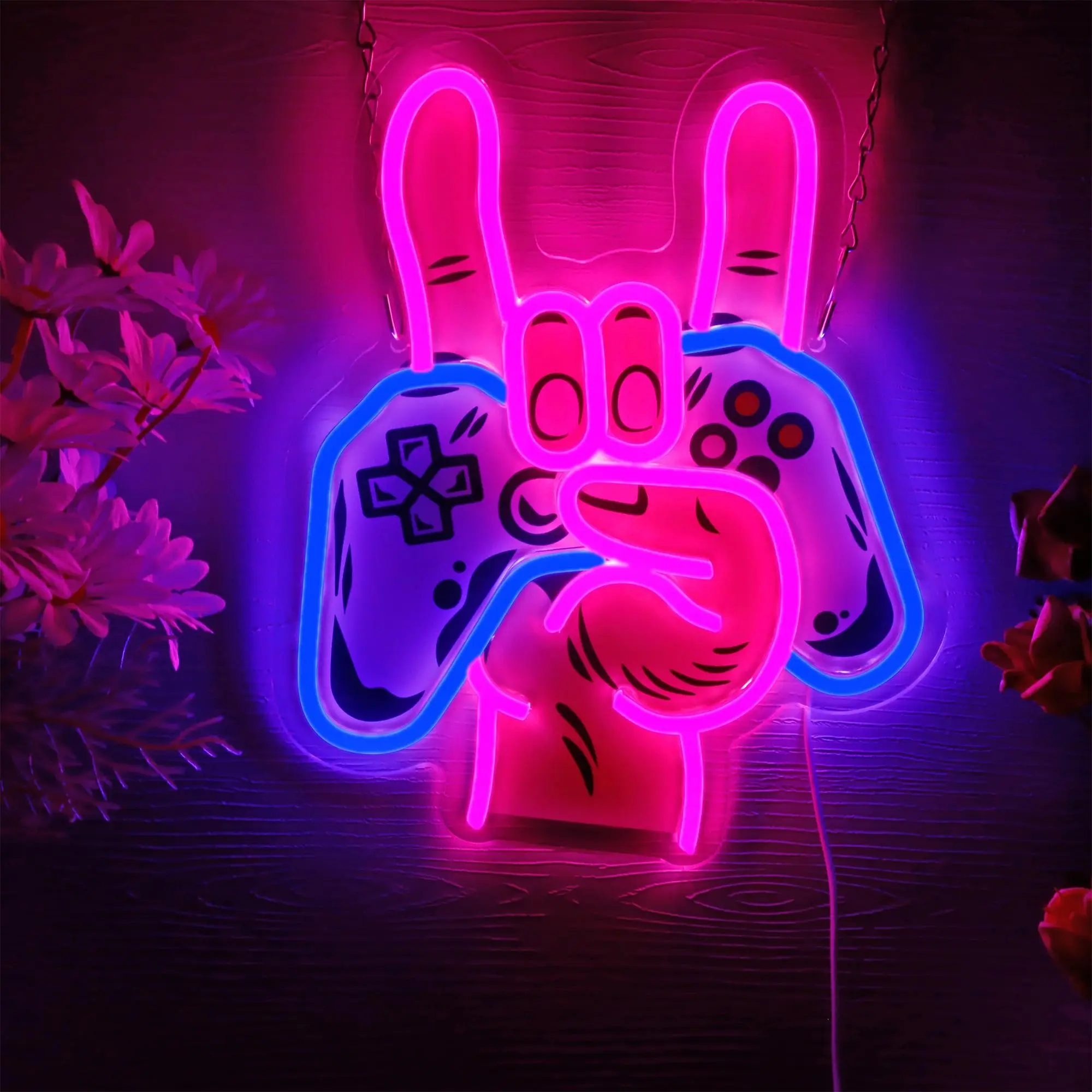 LED Neon Light Game Controller Shape, Dimmable Neon Sign, Gaming Room Decoration, 5v USB Powered, Glow-In-The-Dark Wall Art, Enhances Man Cave & Game Room Ambiance, Gift for Gamers