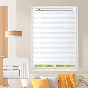 No Tools No Drill Cordless Mini Blinds, 1" L-Shaped Slats Light Filtering Shades, Horizontal Vinyl Blinds for Indoor Windows, White,20.5" Wx 64" H