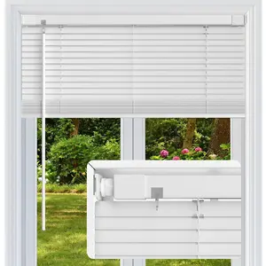 No Drill No Tool 1" Vinyl Mini Blinds, Light Filtering Cordless Horizontal Window Blinds & Shades for Windows, 28" W X 48" H, White