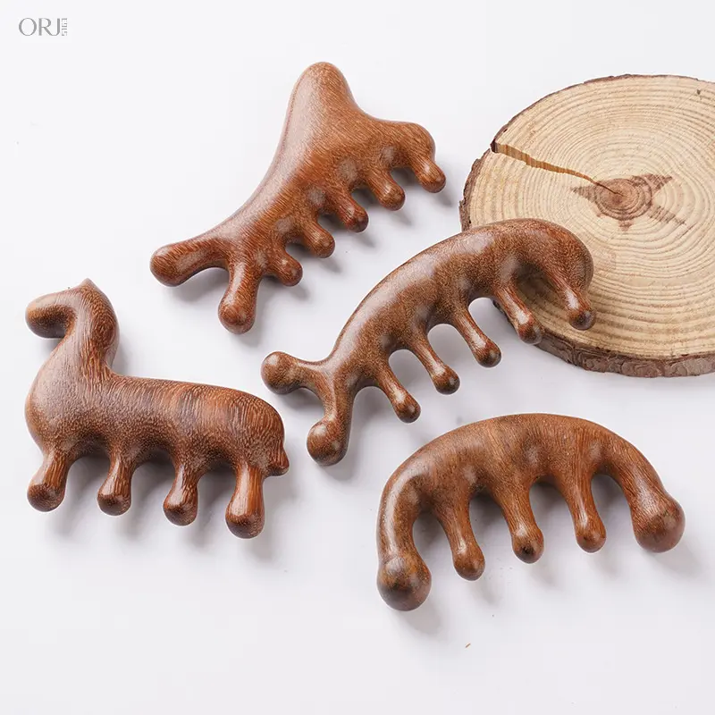 Natural Wood 5-Tooth Scalp Massage Comb - Multi-Functional Meridian Relaxation Wooden Tool, Smooth Daily Head Care Accessory for Relieving Head Fatigue & Soothing Tense Scalp
