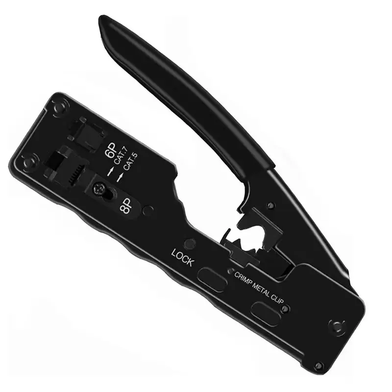 RJ45 Crimping Tool Ethernet Crimp Tool Crimper for RJ11/RJ12 Standard, RJ45 Pass Through Connectors, Yellow