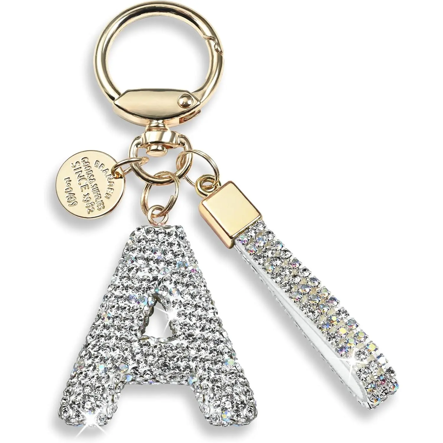 Women's Personalized Initial Letter Keychain - Sparkling Bling Cute Car Key Accessory Lanyard with Multiple Colors, Mobile Phone Selfie Accessory for Christmas, Friends, Graduation, Valentine, Thanksgiving, Car Keychain