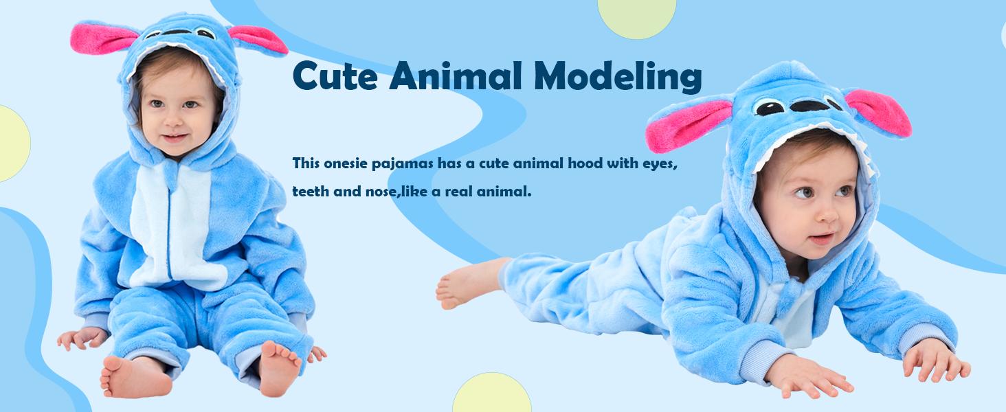 (New)Unisex Baby Animal Onesie Pajamas,Infant Flannel Halloween Cosplay Costume, Toddler Christmas Homewear/Sleepwear