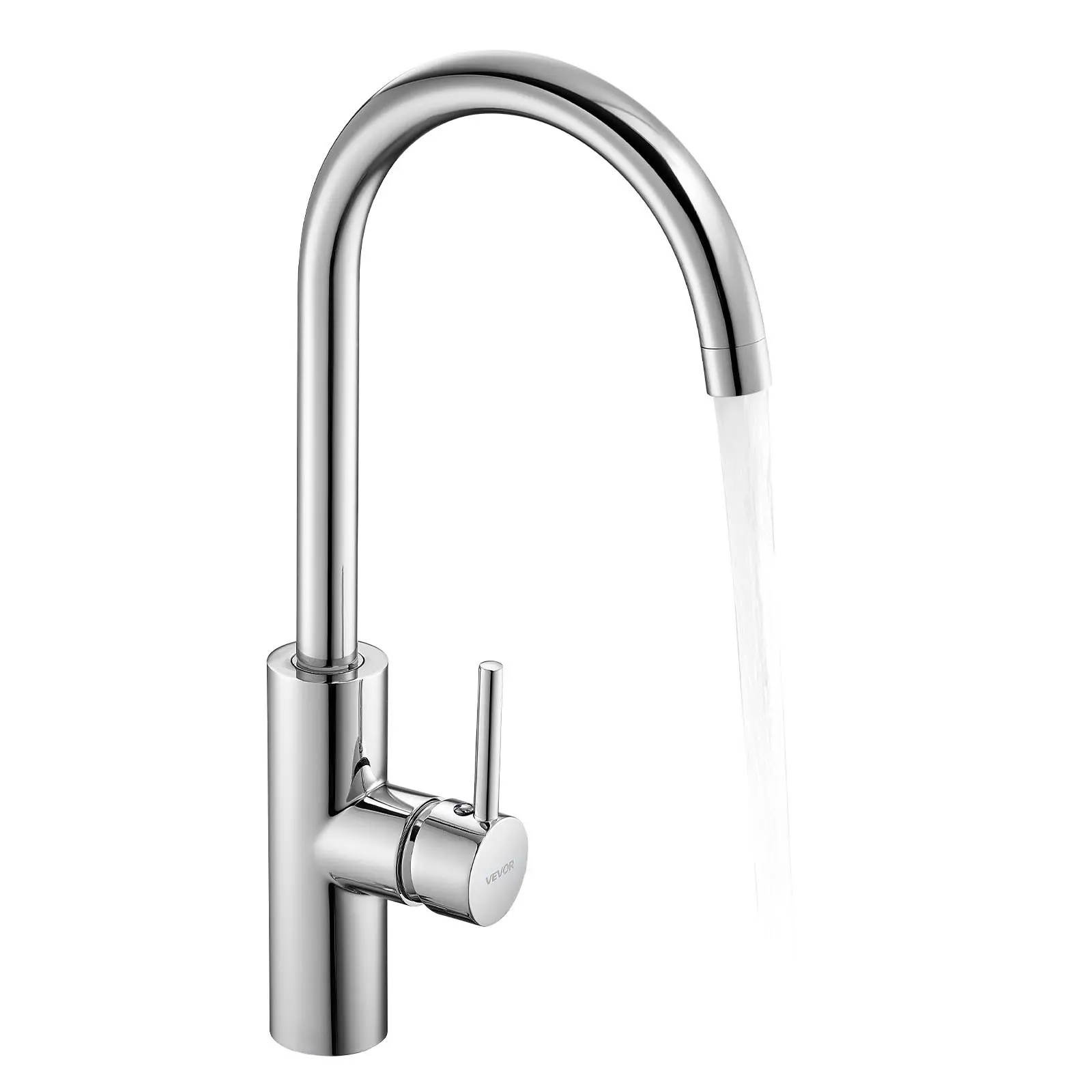 VEVOR Touchless Kitchen Bar Sink Faucet, Single Handle Automatic Motion Sensor, Easy Install Hot & Cold Water Mixer, Flexible Swivel, Chrome Plated Silver, Fits 9/16 in Pipe, Gooseneck
