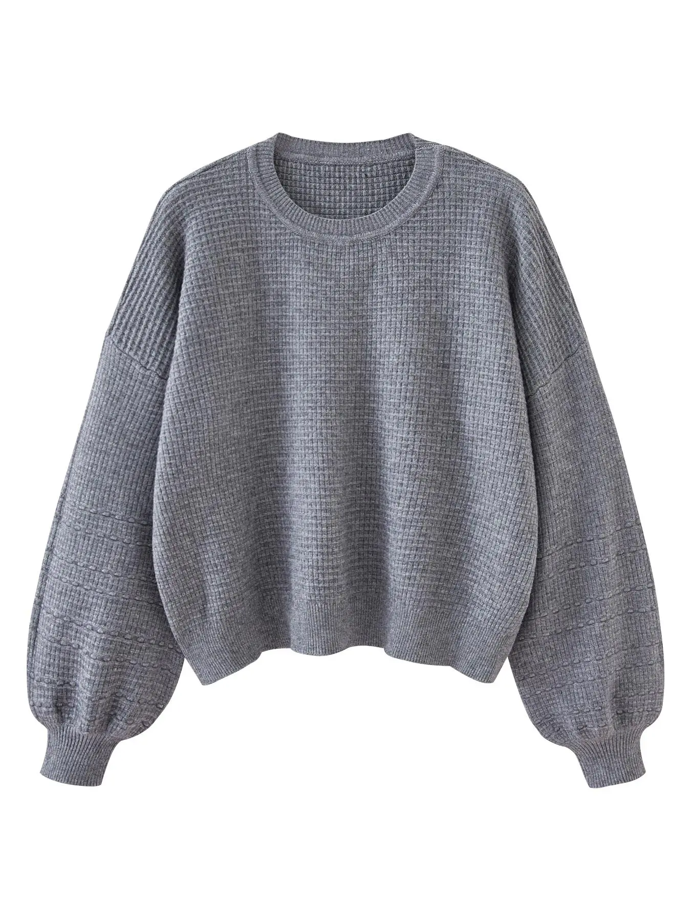 Women's Oversized Baggy Lantern Sleeve Crew Neck Pullover Sweater, Long Sleeve Casual Loose Knit Jumper Top, Autumn & Winter Clothes, Knitwear, Womenswear