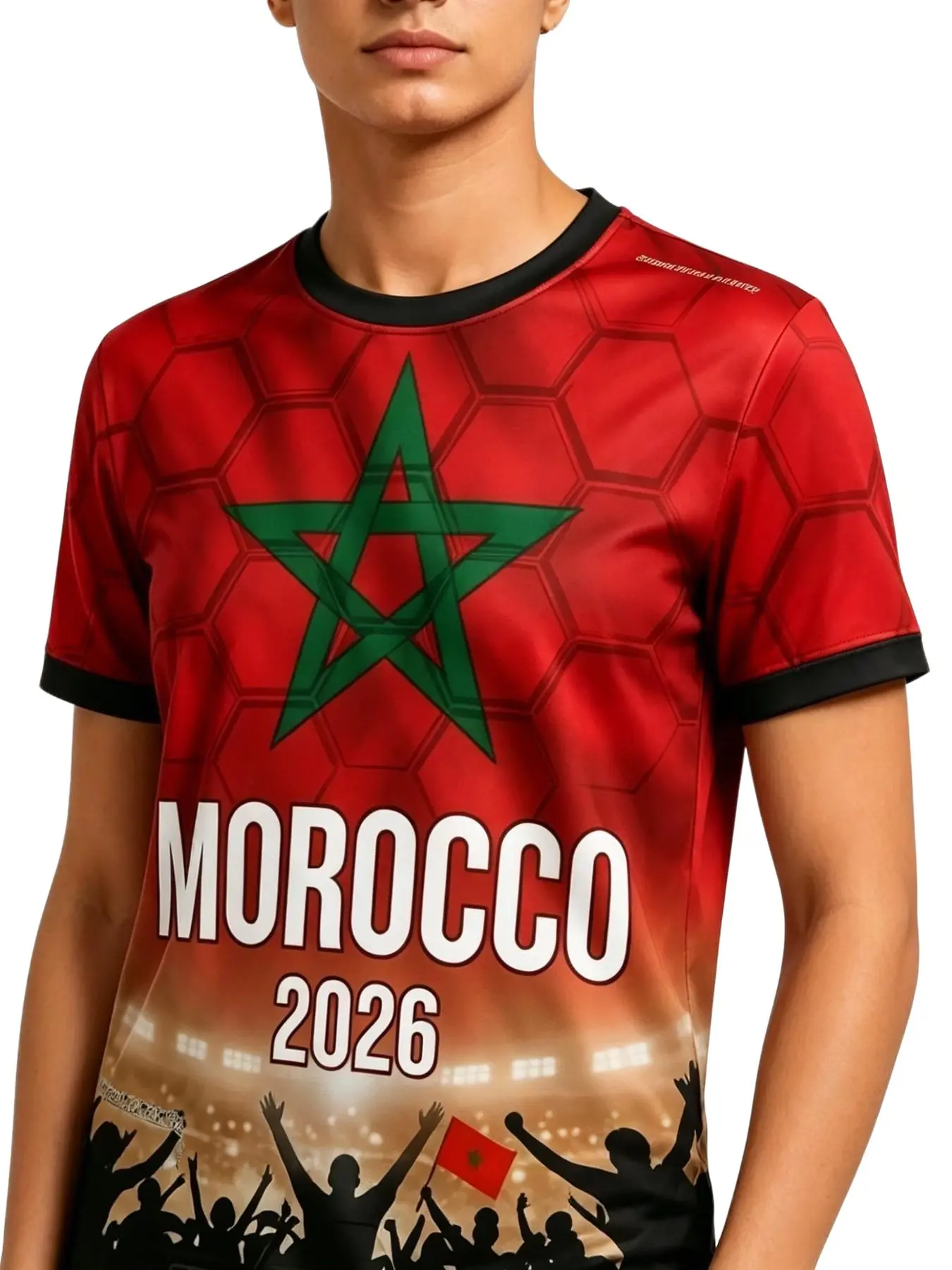 Morocco Soccer Fan Short Sleeve 2026 World Cup Top, North Africa Lion Flag Print T-Shirt, Unisex Casual Sports Shirt