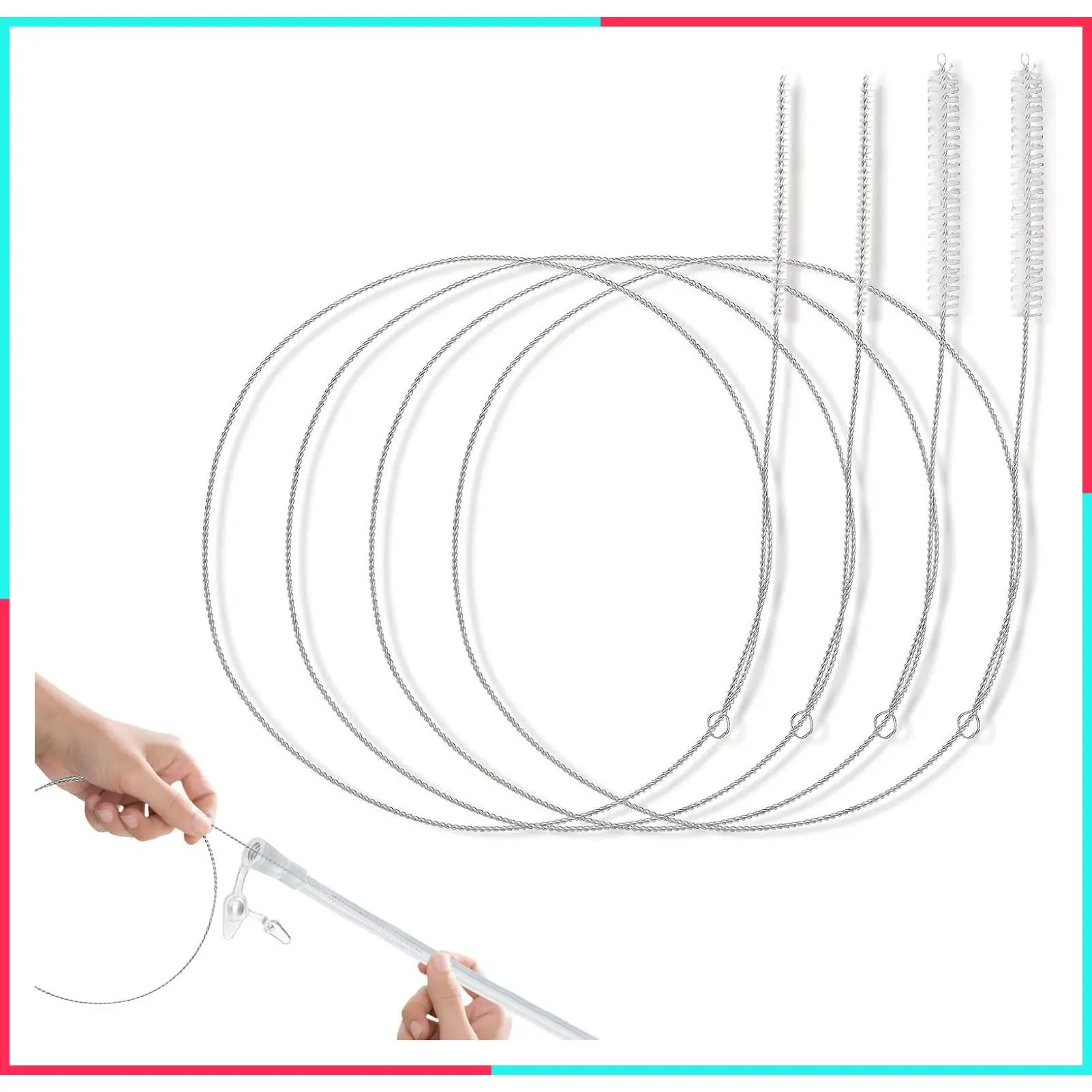 4 Pcs Extra Long Pipe Cleaners, Straw Cleaner and Tube Cleaning Brushes for Feeding Tubes
