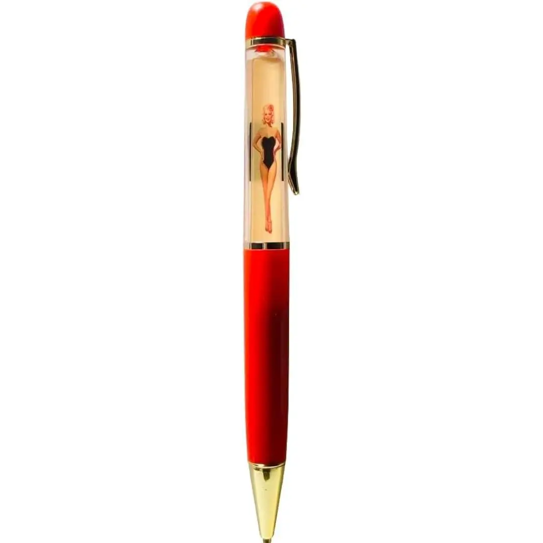 Lady Art Fun Pen for Men - Girl Strips When Flip it, Red Floating Pen | Smooth Writing with Black Ink, Office Prank Gifts, Cool Pens for Coworker