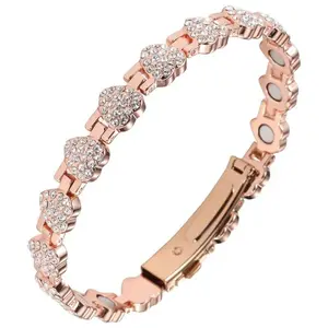 This pure copper bracelet is designed specifically for women. It features a powerful magnetic 3800 gauss magnet and sparkling cubic zirconia, and is an adjustable charm bracelet. Recommended for wrist sizes between 7.48 inches and 9.45 inches