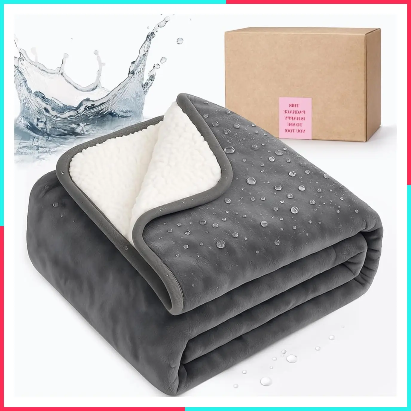 Waterproof Intimacy Blanket for Bed - Absorbent, Stain Proof, Washable Liquid-Resistant Throw for Mattress Protection, 80x60 Inch, Grey