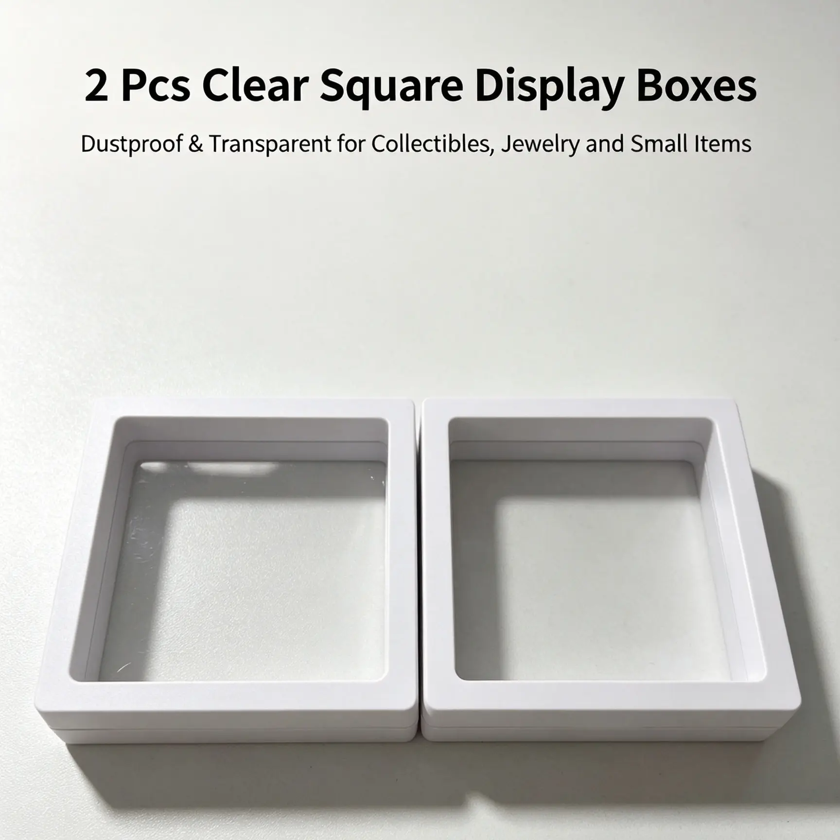 2-Piece Clear 3D Transparent Display Storage Box Set, Mini Specimen Organizer for Crystal Stones, Seashells, Jewelry, Nail Art Charms
