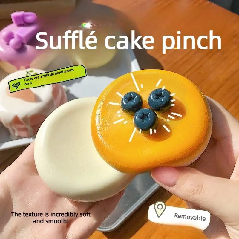 2 Pack Simulated Souffle Cake Kawaii Squishy Toys, Highly Realistic Dessert Food Toys, Soft Slow Rebound Stress Relief Toys, Hand Exercise Tool, Creative Birthday Gifts for Kids and Adults