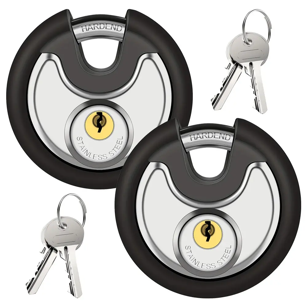 Upgrade Stainless Steel Round High Security Padlock Set, 60mm Lock with Keys, Durable Weather-Resistant, Ideal for Storage Cabinets, Garages, Trailers