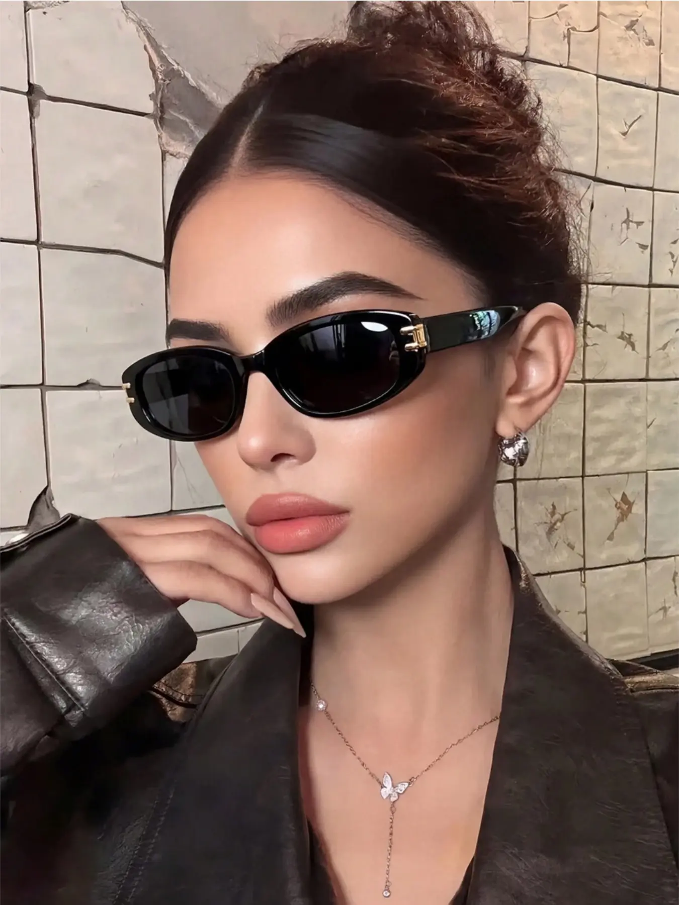 Vintage Cat Eye Small Frame Y2K Fashion Glasses, Classic Plastic Boho Style, All over Print, Daily Wear Accessories, Fashion Shades