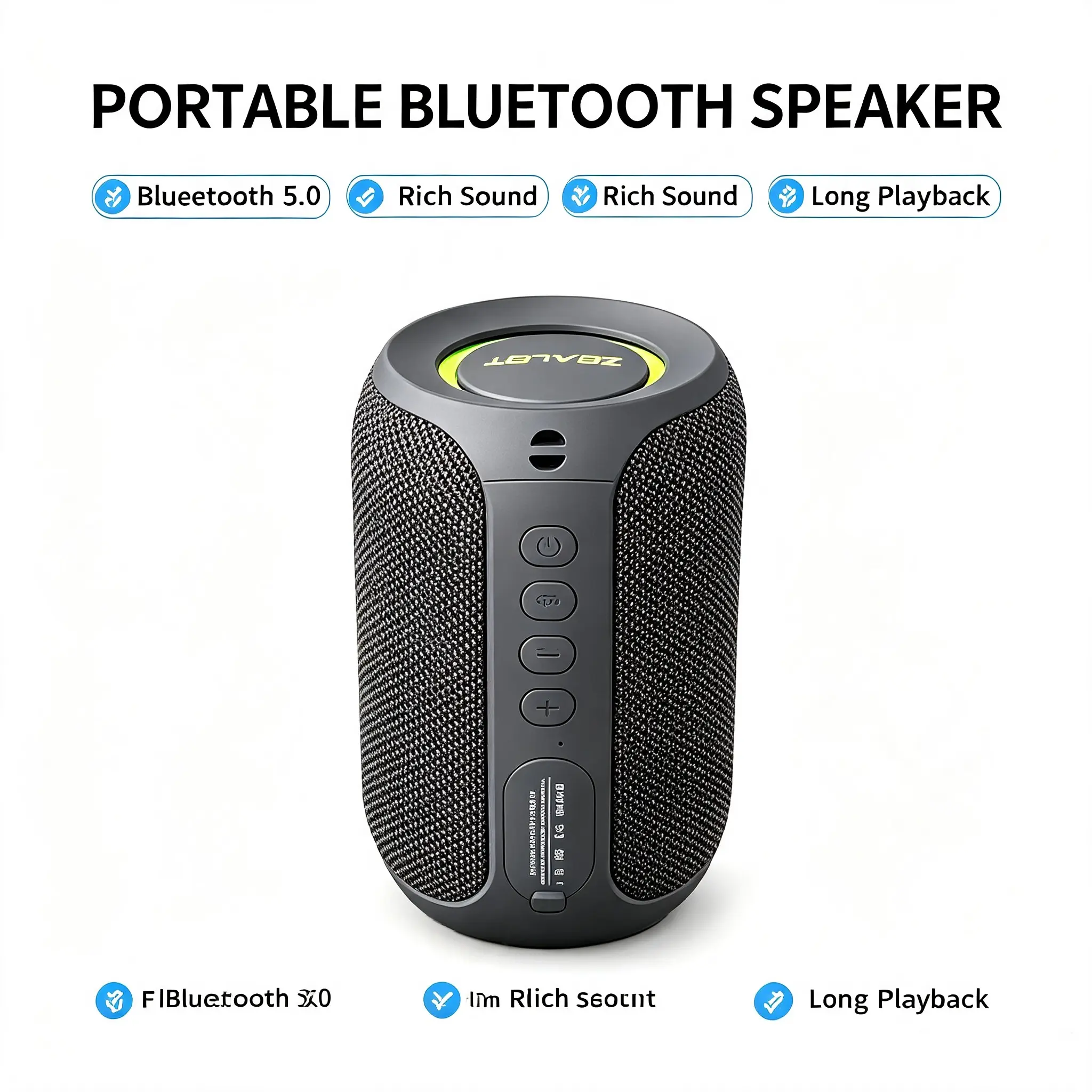 Portable Bluetooth Audio Speakers, ABS Construction, Stereo Sound, USB-C Charging Compatibility