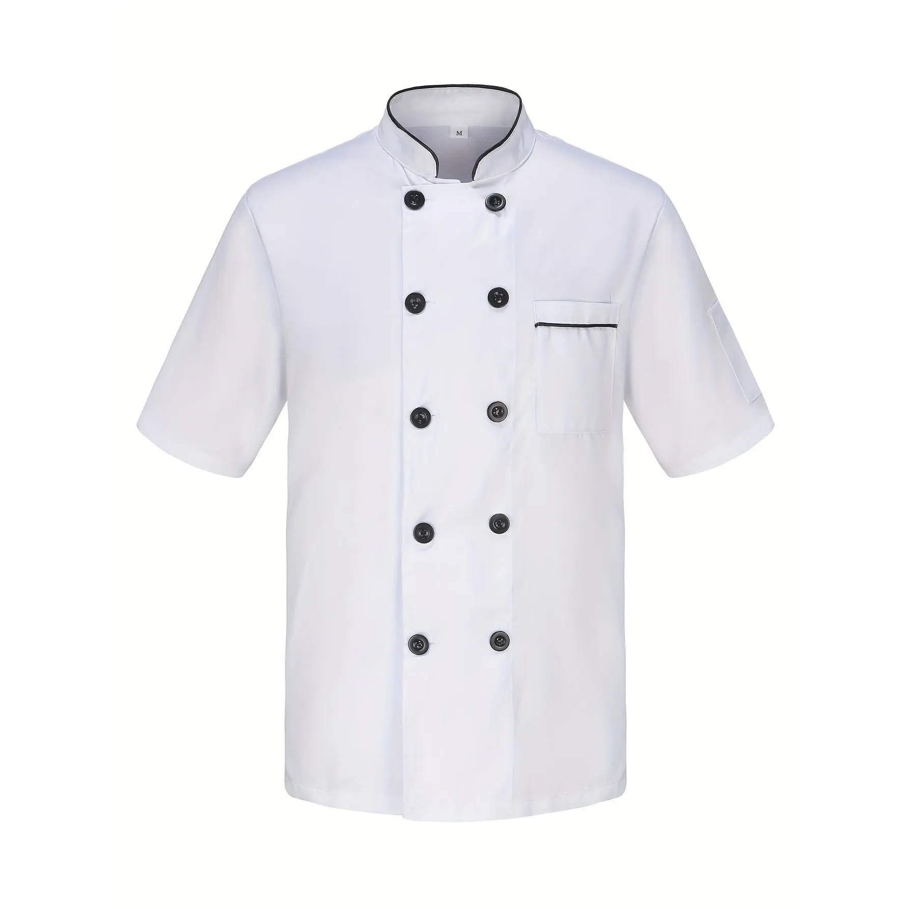 Men's Chef Uniform, Short Sleeve Double-Breasted Jacket, Breathable Summer Workwear for Restaurant and Kitchen Staff, Menswear, Uniforms