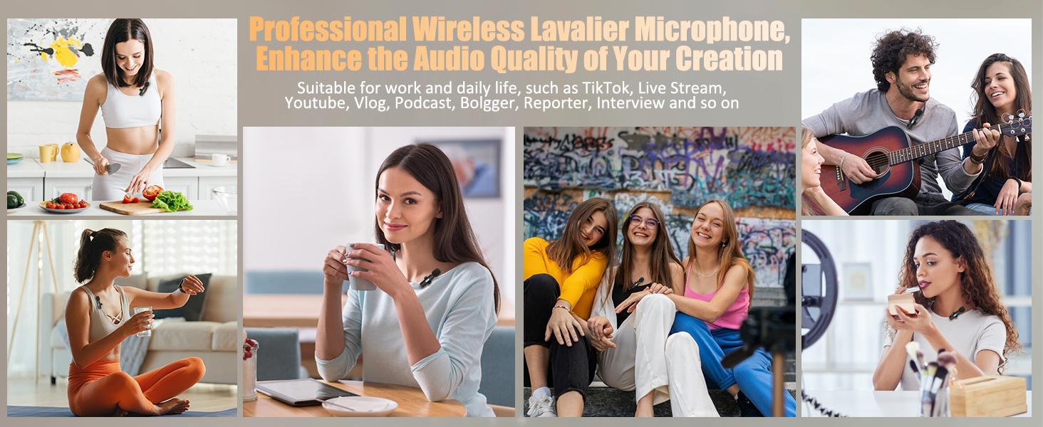 2 Pack Wireless Lavalier Microphone for iPhone 15, USB C Android Phone, Laptop, Tablet, PC, Type-C Mini Lapel Mic with Noise Reduction for Vlog Video Recording Content Creator TikTok Youtube Podcast : Musical Instruments