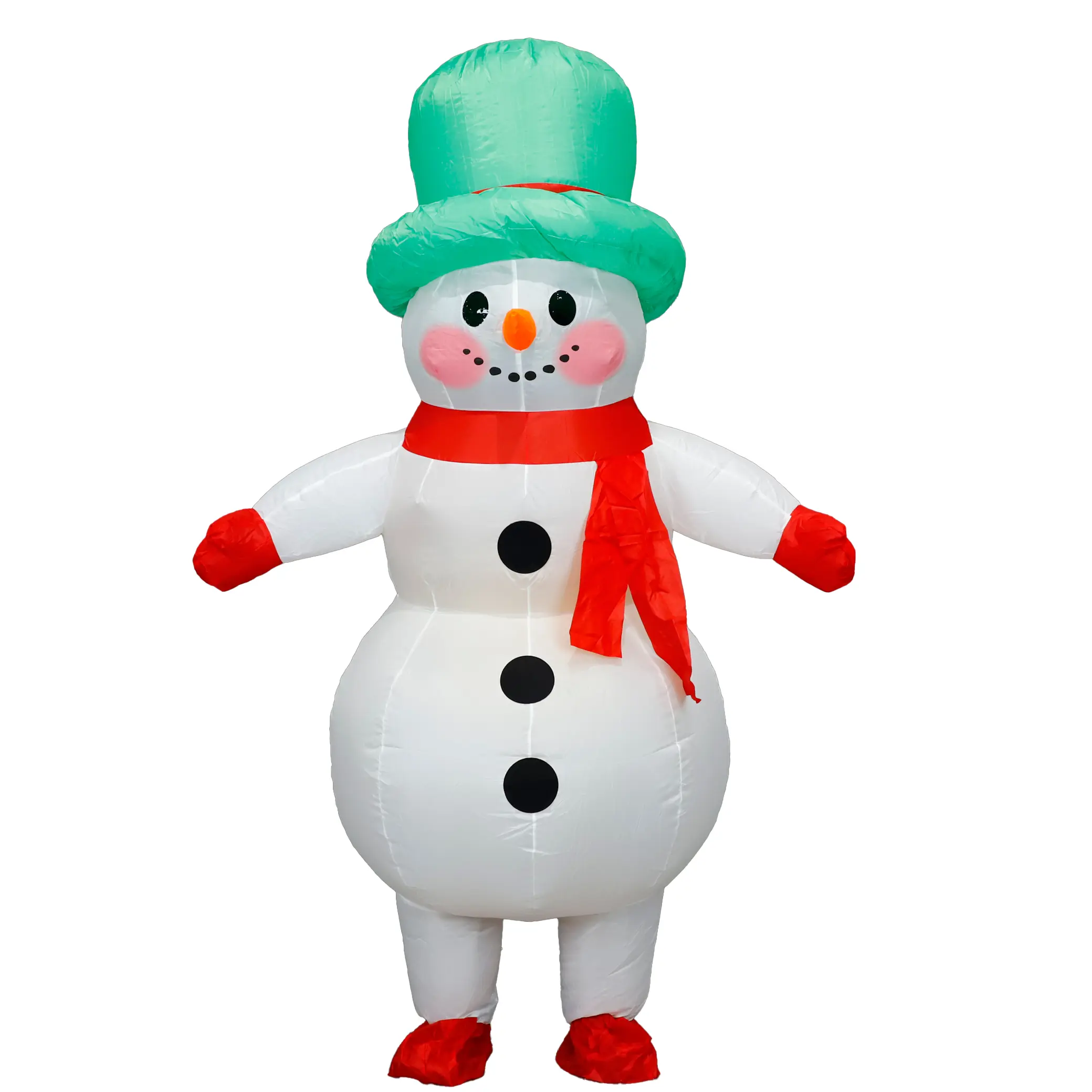Adult Inflatable Snowman Costume, Cute Inflatable Snowman Suit with Hat and Scarf, Full Body Inflatable Dress for Christmas Party