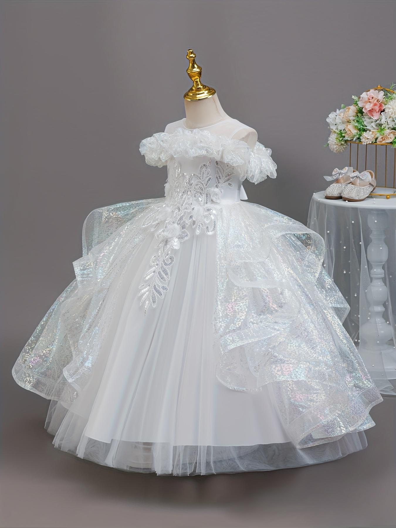 Girls' Elegant Princess Dress with Sparkling tutu & net - Sleeveless Mid-Length Recital Dress Birthday Party Outfit, Nutcracker - Hand Washable Gown all-Season Wear ( & Little Girls)