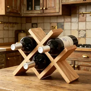 Wine Rack 6 Bottle Countertop Bottle Rack Aesthetic 3 Tier Premium Wooden Freestanding Mini Bar and Home Bar Storage Aging Rack