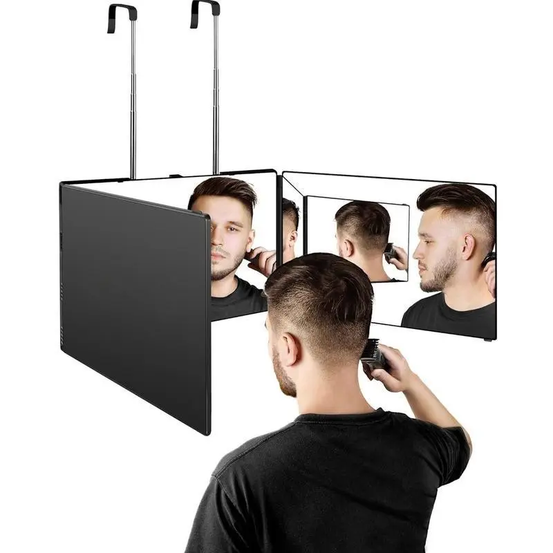 Portable 3-way Three Sided Mirror, 1 Box 360 Degree Adjustable Tri Fold Hairdressing Mirror, Professional Reflective Makeup Mirror, Folding Mirror for Men and Women