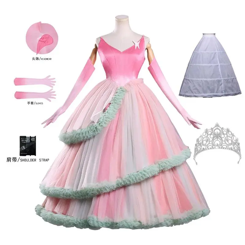 Wicked: For Good‌ Glinda Cosplay Costume Princess Dress Glinda Cosplay Halloween Party Role Play Suit Stage Performance