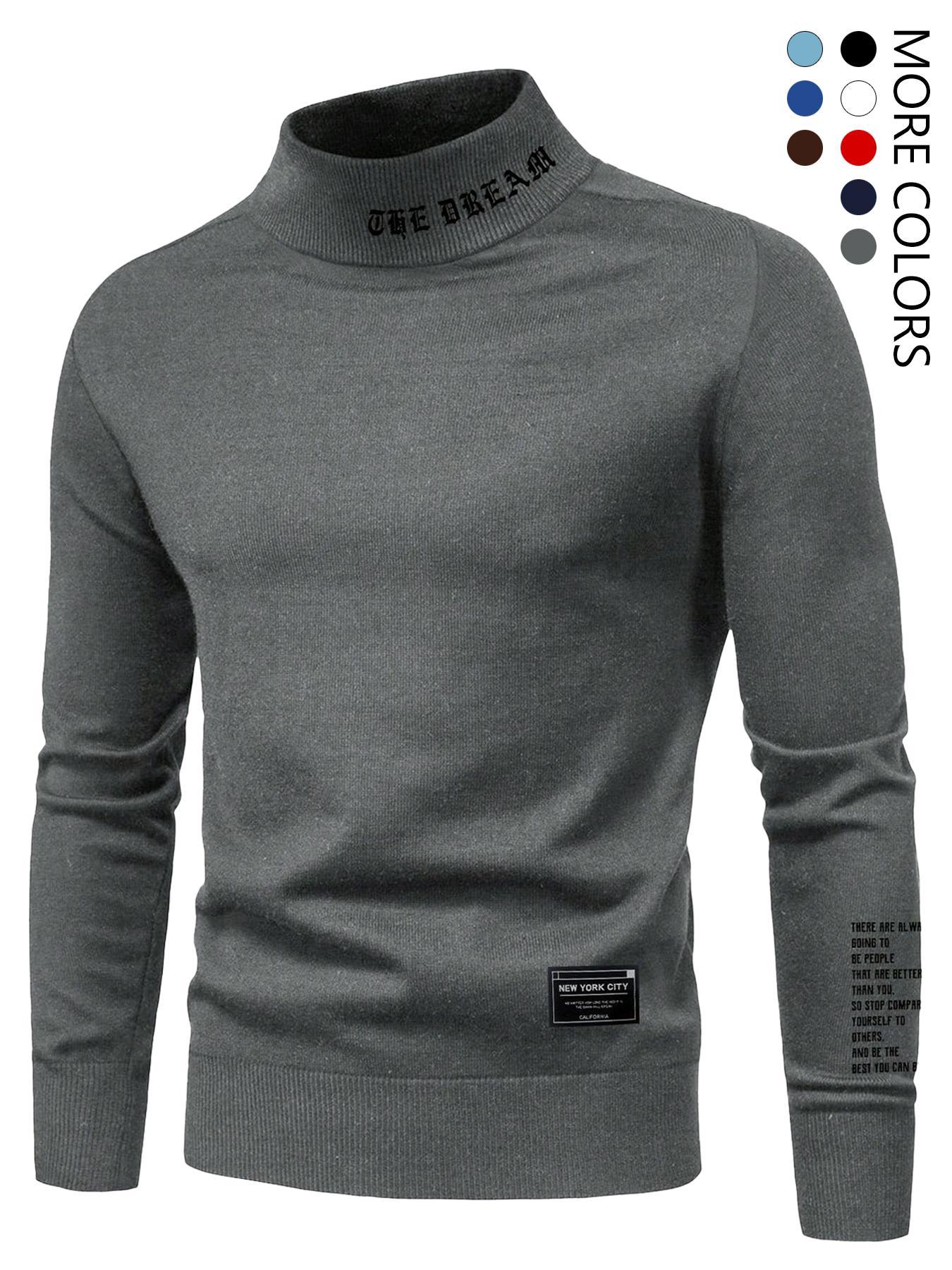 Men's Letter Print Stand Collar Sweatshirt Sportswear, Regular Fit Casual Sporty Design Long Sleeve Pullover for Fall & Winter, Men's Clothes for Daily Wear More