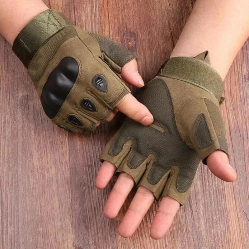 Men's Fingerless Tactical Gloves - Multi-Size Outdoor Military Gloves with Tactical Grip, Adjustable Straps, Elastic Fit for Shooting, Cycling, Motorcycle Riding, Motorcycle Riding Gloves tiktokshopbacktoschool
