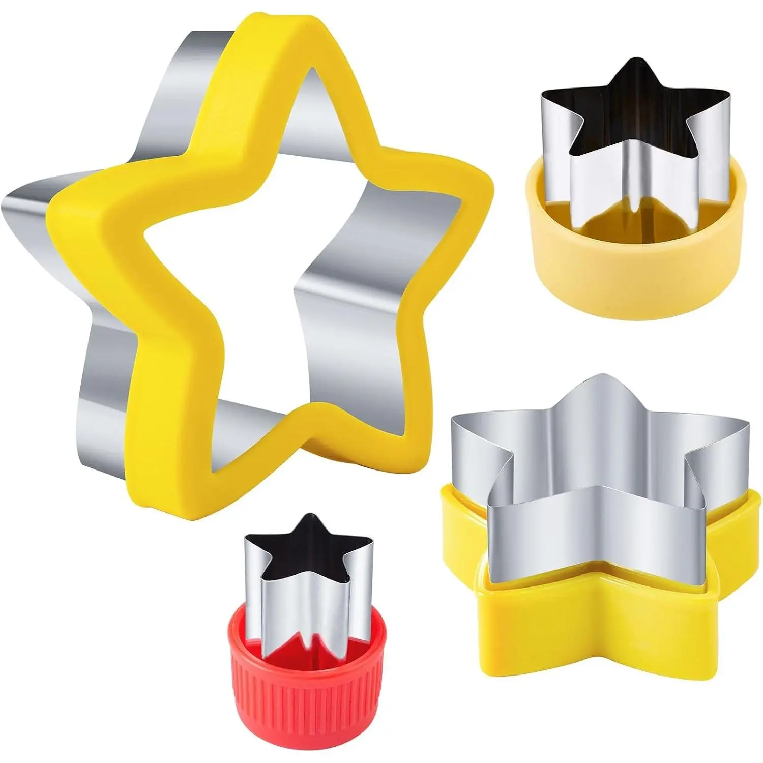 Star Cookie Cutters 4 Pcs, Sandwich Cutter for Kids Lunch, Vegetable Fruit Cutters Shapes, Stainless Steel Biscuit Cutters for Children Boys Girls | Sandwich Cutter for Kids Lunch, Vegetable Fruit Cutters Shapes, Biscuit Cutters, for Children Boys Gi